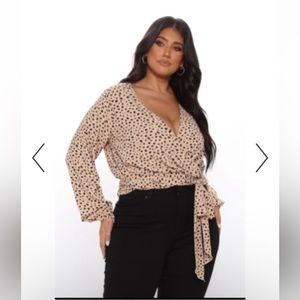 Fashion Nova Leopard Print Wrap Top